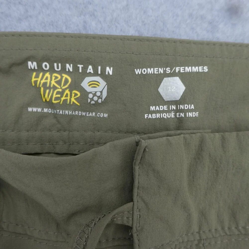 Mountain Hardware Khaki Green Nylon Trekking Pants 3 Secure Zip Pockets Crop 12